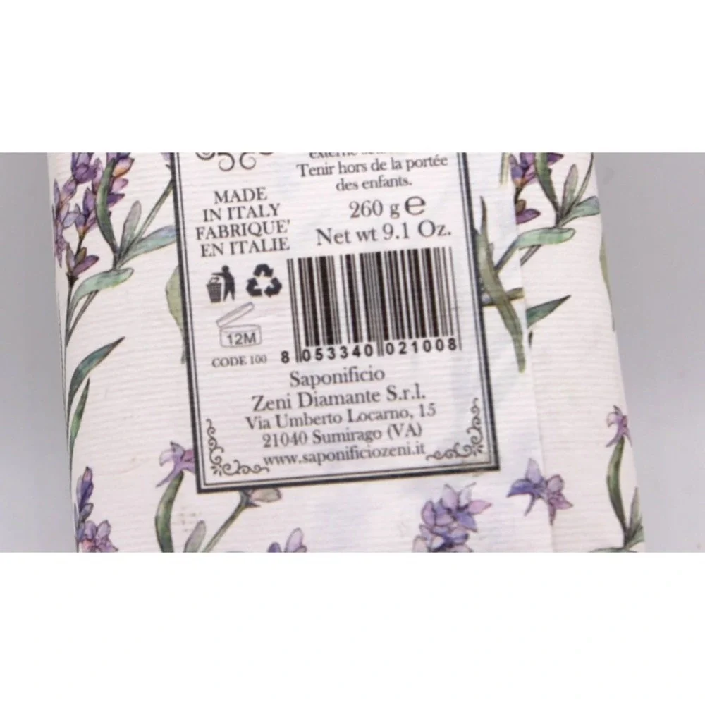 Lavender Soap Diamante triple milled 9.1 oz (260 g) Italy New